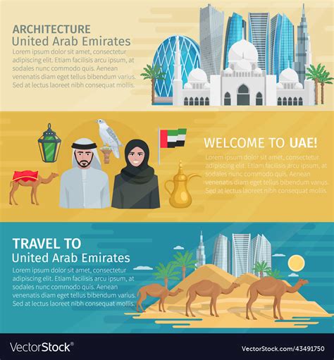 United Arab Emirates Travel Banners Set Royalty Free Vector