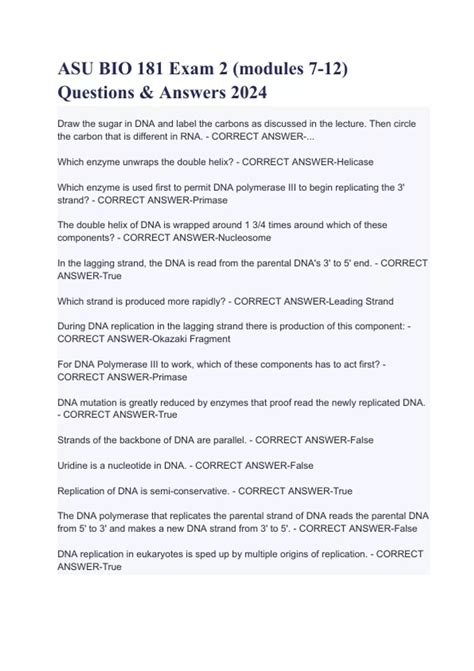 Asu Bio Exam Modules Questions Answers Asu Bio