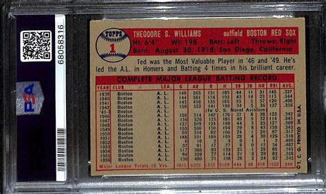 Lot Detail Topps Ted Williams Graded Psa