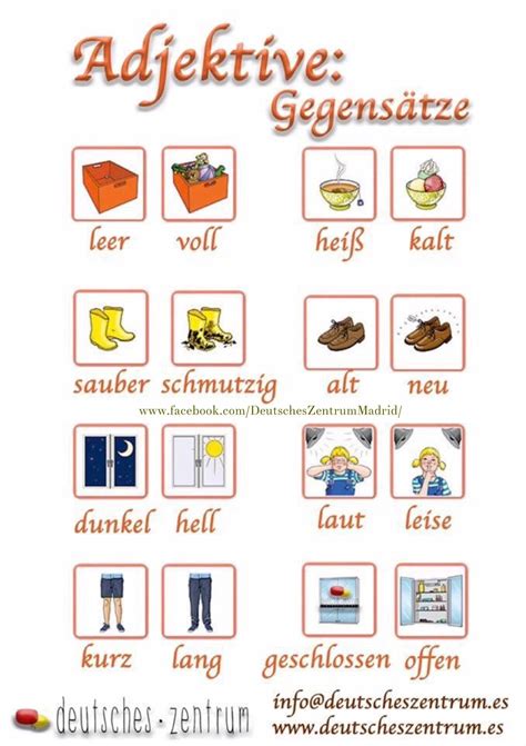 Adjektive Deutsch Wortschatz Grammatik German Daf Alemán Vocabulario Deutsch Deutsch Lernen