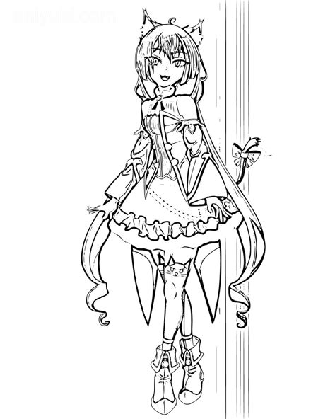 Anime Cat Girl Coloring Pages