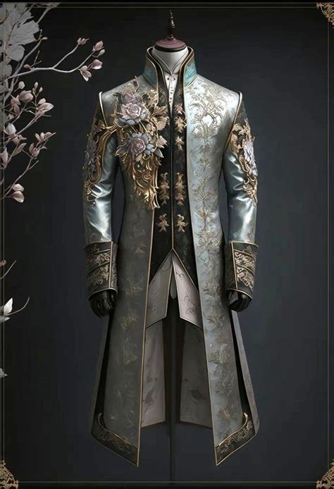 An Elaborately Decorated Coat And Pants Are Displayed In Front Of A