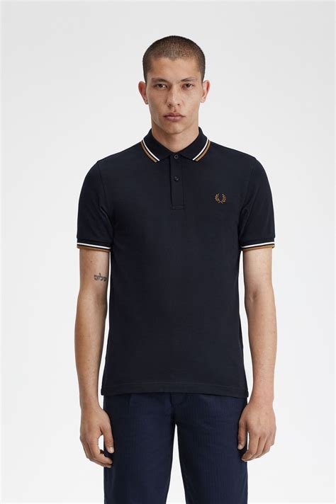 M3600 Navy Snow White Shaded Stone The Fred Perry Shirt Mens