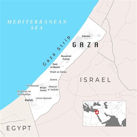 Mapa Político De La Franja De Gaza Territorio Palestino En La Costa Del