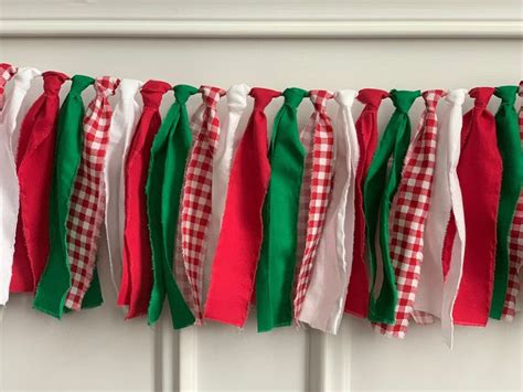 Italian Pizza Themed Fringed Fabric Garland Red Green White Fabric