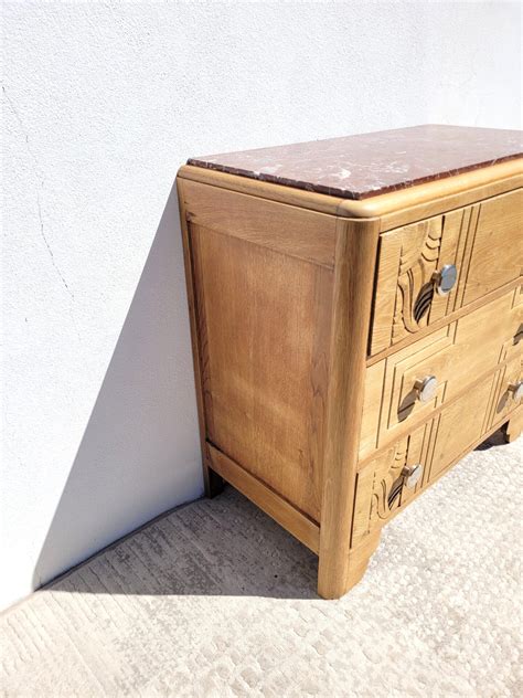 Commode Vintage 1940 Marbre Griotte Coucou Retro