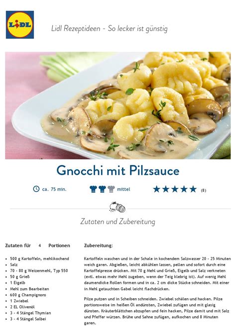 Gnocchi mit pilzsauce rezepte startseite lidl rezeptideen by visionLabs ...