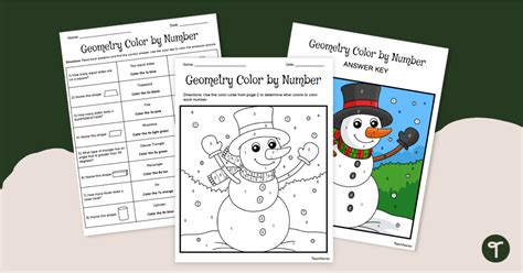 Color By Number Christmas Geometry Worksheet Teach Starter