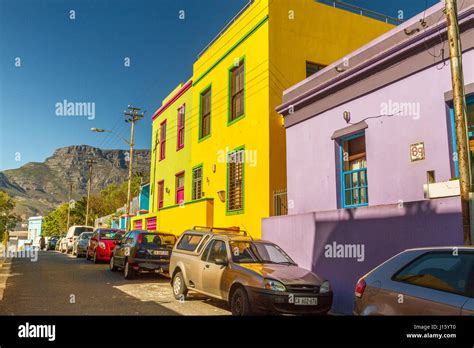 Brightly Painted Houses In The Bo Kaap Or Malay Quarter Area Of Cape