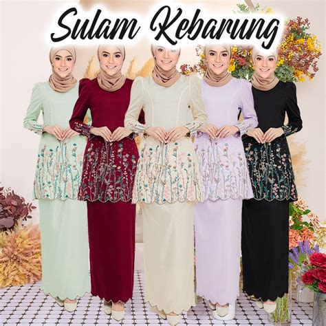 Baju Kebarung Sulam Kurung Baju Labuh Moden Como Crepe Bridemaid Nikah Murah Ironless Kurung