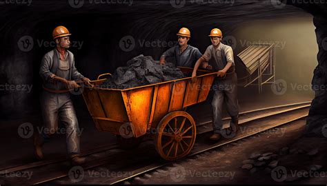 Underground Mining Coal Mining In Mine Miner In Underground Mine On Coal Mining Work Mine