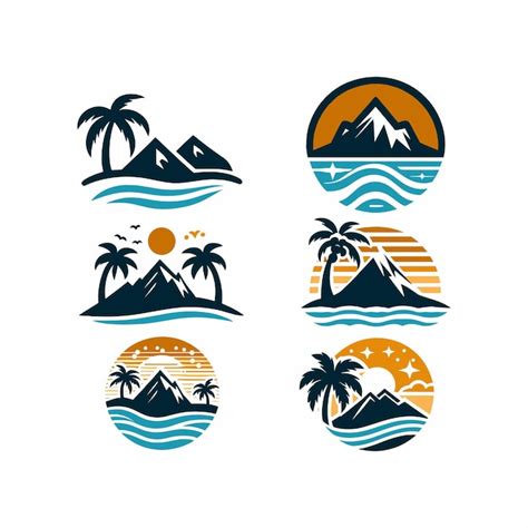 Conjunto De Ilustraciones Vectoriales De Playa De Verano Vector Premium