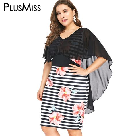 Plusmiss Plus Size Xl Xxxxl Xxxl Floral Flower Print Striped Chiffon