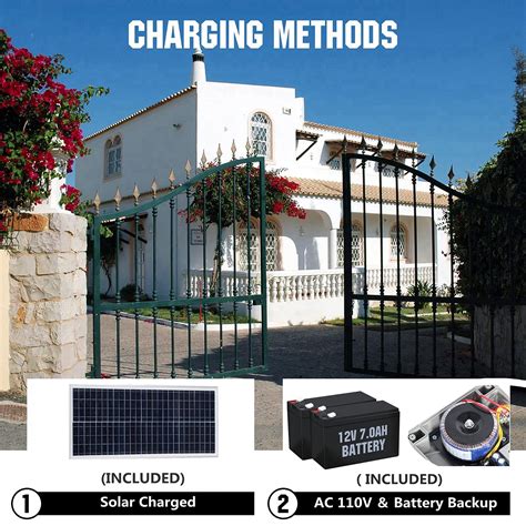 Automatic Solar Gate Openers With Remote Complete Kit Heavy Duty 24v Acdc Dual Swing Gate