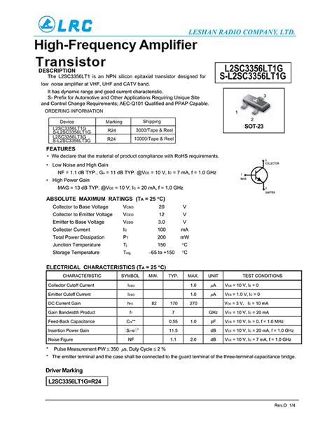 L Sc Lt G R Sot Triode Transistor Npn V Ma Lot Pcs