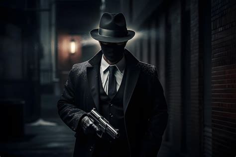 A man in a suit and hat holding a gun | Premium AI-generated image