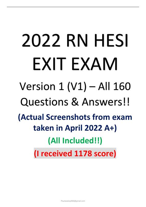 Hesi Rn Exit Exam Version V All Questions Answers