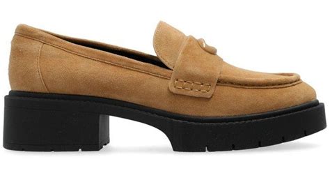 Coach Leah Logo Plaque Slip On Loafers In Brown Lyst