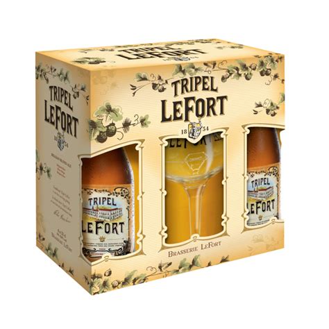 BIERE BLONDE COFFRET LEFORT TRIPLE 4 33CL 1 VERRE Belgique