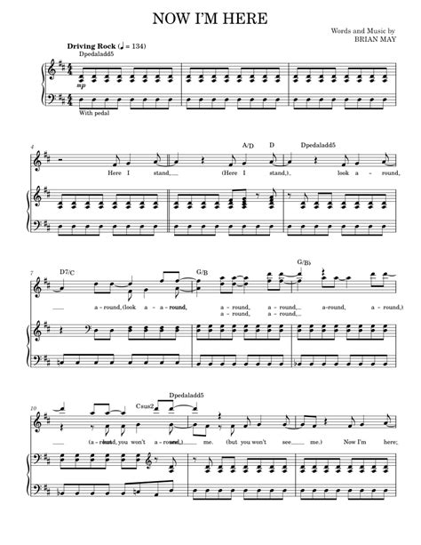 Now Im Here Sheet Music For Piano Vocals By Citizen Queen Official