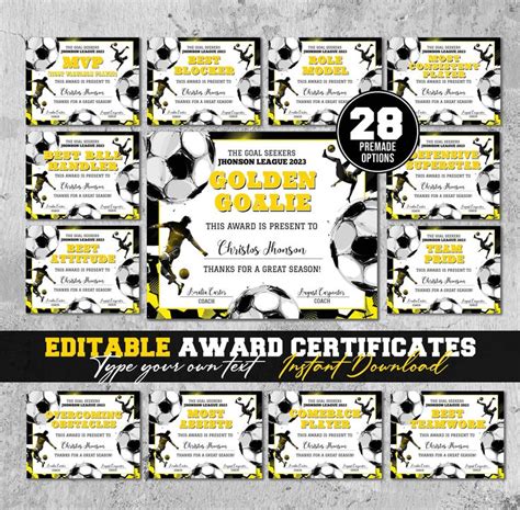 Editable Soccer Award Certificate End Of Season Soccer Award Ceremony