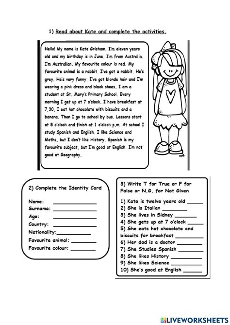 Reading Worksheets For 4th Graders Reading Worksheet Printable