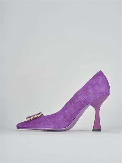 D Collet E Slingback Tacco Cm Camoscio Viola Barca Stores