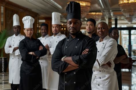 Confident Chefs And Restaurant Staff Posing Together Showcasing