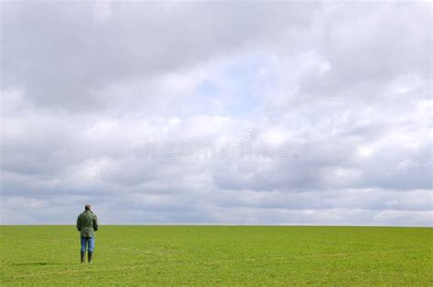 Man Standing Alone In A Field Stock Image Image Of Person Season