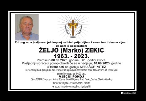 Eljo Marko Zeki Osmrtnice Ksb