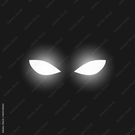 Vector illustration of glowing white eyes in the dark. Stock Vector ...