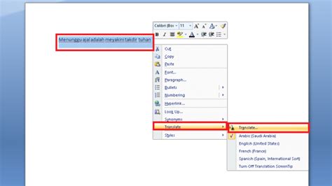 Cara Word Bahasa Arab