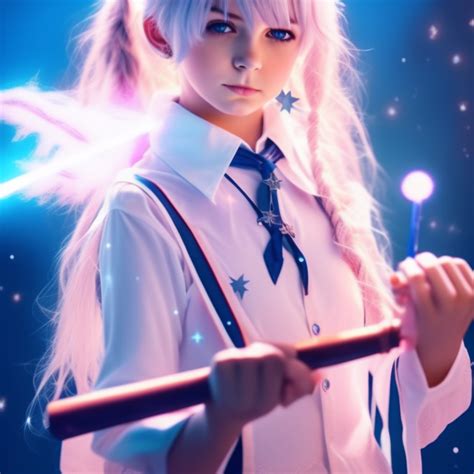 KREA AI - School girl; magical girl anime girl; angelic look...