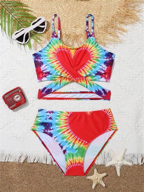 Teen Girls Heart Print Bikini Set Summer Beach For Sale Australia New