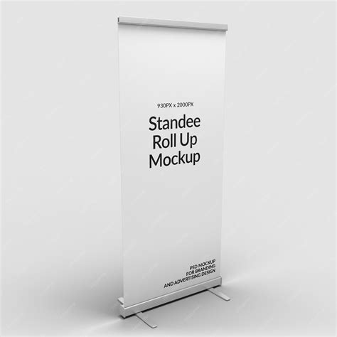 premium psd side view roll  standee mockup