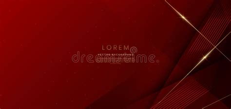 Abstract Elegant Red Background With Golden Line And Lighting Effect