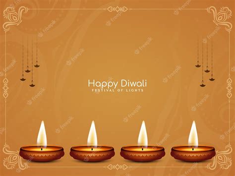 Free Vector Beautiful Happy Diwali Festival Greeting Background With Diya