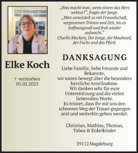 Traueranzeigen Von Elke Koch Abschied Nehmen De