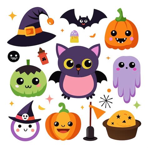 Conjunto De Adhesivos De Hallowen Vector De Personajes De Hallowen