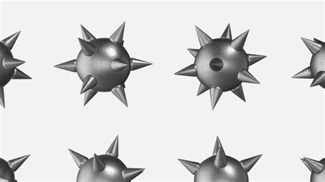 3d Spiked Metal Ball Falling On A White Background Iron Metal Balls