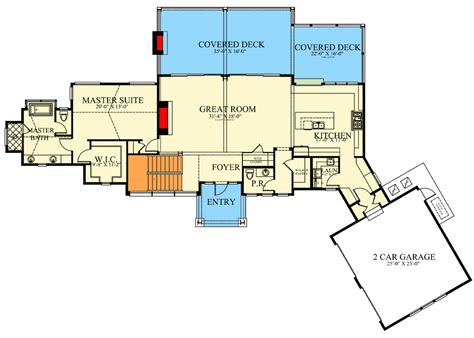 One Story Contemporary Mountain House Plan With Angled Garage Sq