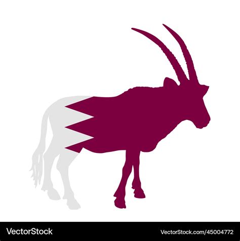 Qatar flag over oryx gazelle national animal Vector Image