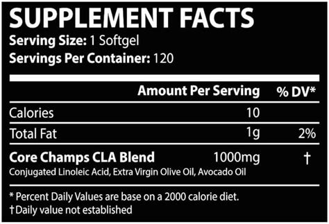 Buy Core Champs Cla Conjugated Linoleic Acid 1000mg 120 Softgels