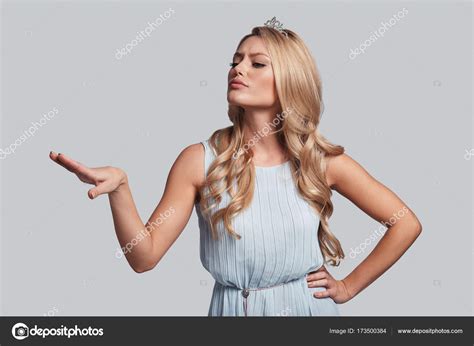 Prideful Blonde Woman Wearing Tiara Stock Photo Gstockstudio
