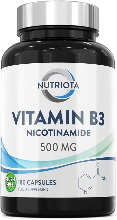 Vitamin B3 Nicotinamide 500 Mg 180 High Strength Flush Free Niacin Capsules Vegan Friendly