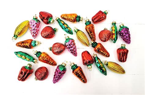 Vintage Fruit And Vegetables Glass Ornaments Christmas Ornaments Kitchen Christmas Tree