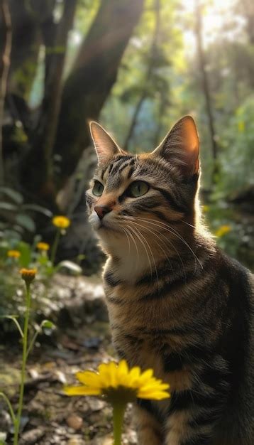 Un Gato En El Bosque Foto Premium