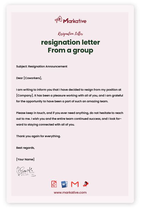 Write A Great Resignation Letter From A Group 5 Templates Markative