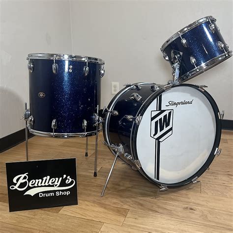 Vintage 60s Slingerland 131620 Drum Set Kit In Blue Reverb