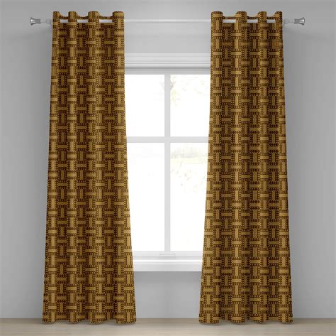 Ambesonne Kente Pattern Grommet Curtain National Triangles X